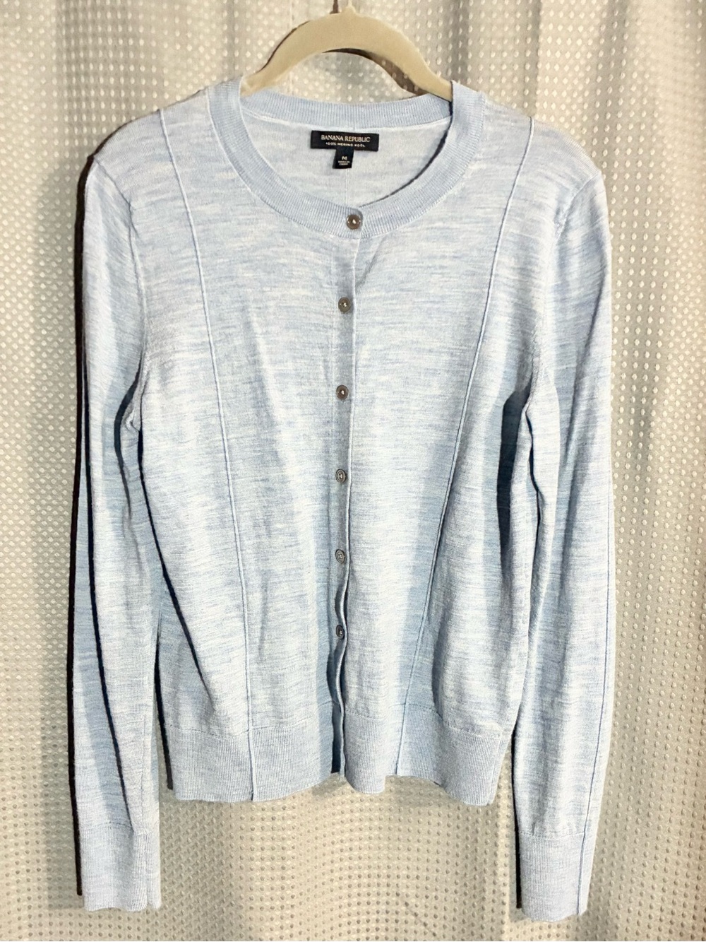 Banana Republic Wool Blue Button-Front Cardigan Sz M Base layer Fall Warmth